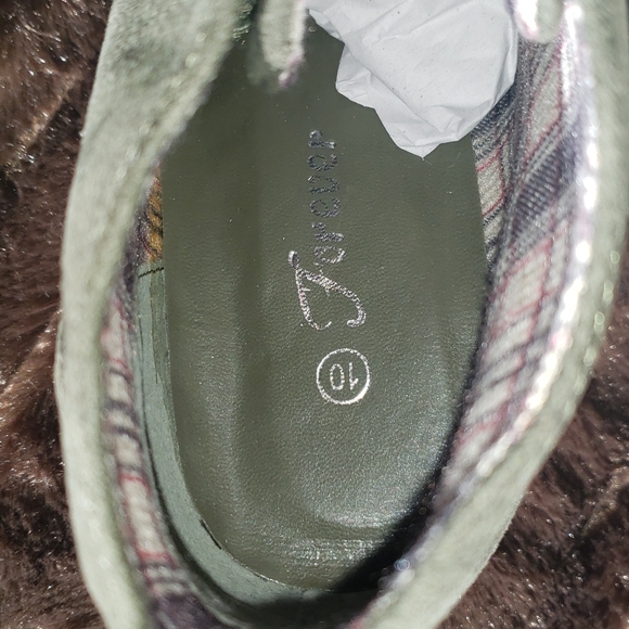 Forever 21 Patricia Lace Up Wedge Boot Olive Green 10M - Picture 8 of 9